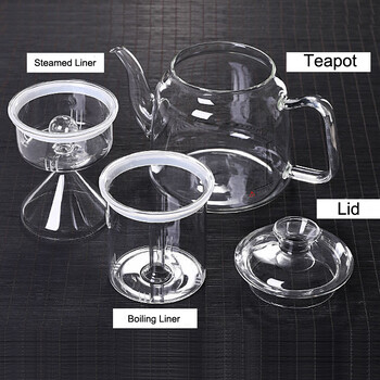 HMLOVE Heat Resistant Glass Teapot Steamed & Boiling Kettle Tea Infuser Filter High Borosiliate Chinese Teawear Pot 1200ml