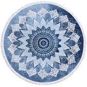 PatalynėOutlet Mandala Apvalus paplūdimio rankšluostis Bohemian Vintage Cobalt Blue Kutas Gobelenas Boho Yoga Mat Gėlėtas Toalla Antklodė 150cm