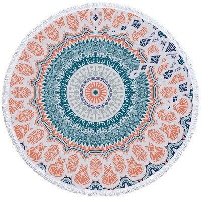 PatalynėOutlet Mandala Apvalus paplūdimio rankšluostis Bohemian Vintage Cobalt Blue Kutas Gobelenas Boho Yoga Mat Gėlėtas Toalla Antklodė 150cm