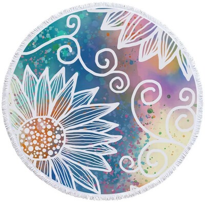 PatalynėOutlet Mandala Apvalus paplūdimio rankšluostis Bohemian Vintage Cobalt Blue Kutas Gobelenas Boho Yoga Mat Gėlėtas Toalla Antklodė 150cm