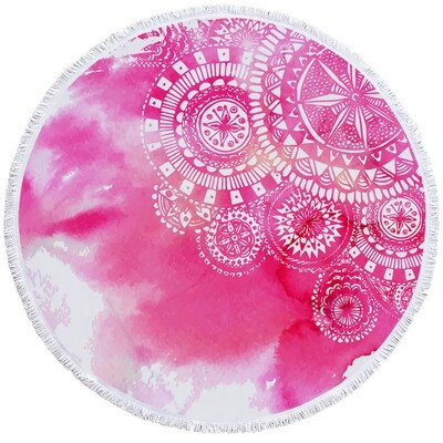 PatalynėOutlet Mandala Apvalus paplūdimio rankšluostis Bohemian Vintage Cobalt Blue Kutas Gobelenas Boho Yoga Mat Gėlėtas Toalla Antklodė 150cm