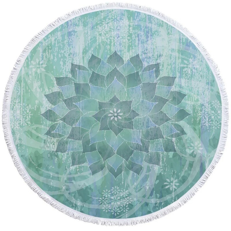 PatalynėOutlet Mandala Apvalus paplūdimio rankšluostis Bohemian Vintage Cobalt Blue Kutas Gobelenas Boho Yoga Mat Gėlėtas Toalla Antklodė 150cm