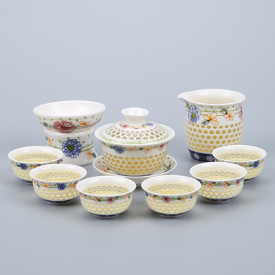 Mėlynos ir baltos spalvos išskirtinis arbatos rinkinys 1 Gaiwan 6 puodeliai korio arbatinukai virduliai arbatos puodelis porcelianinis kiniškas kung fu arbatos rinkinys gėrimų indai