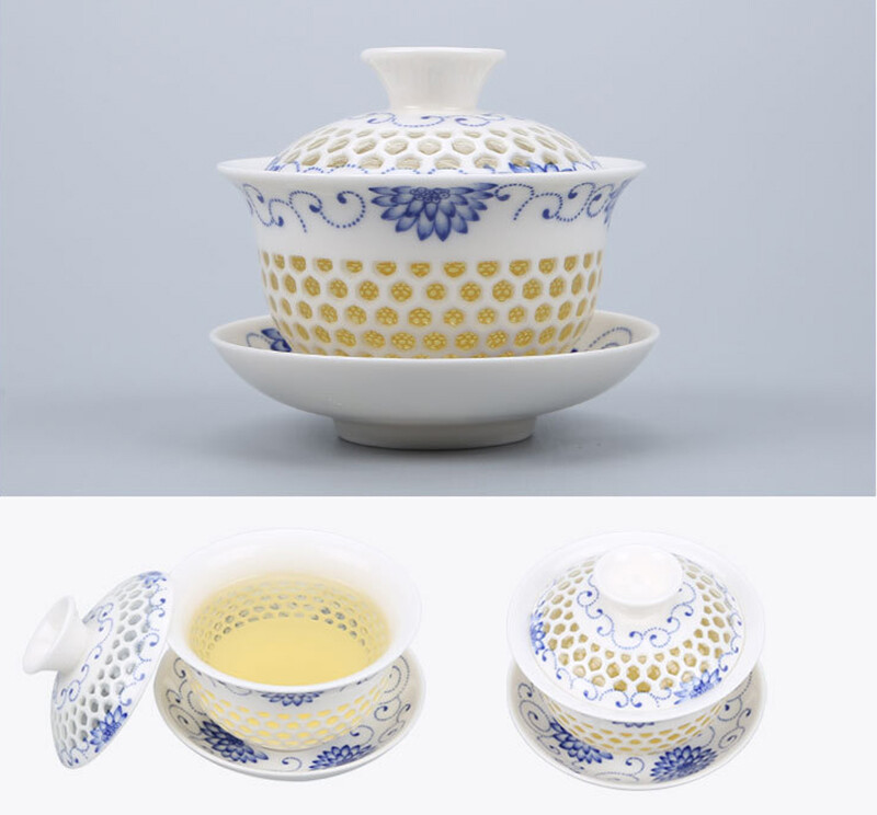 Mėlynos ir baltos spalvos išskirtinis arbatos rinkinys 1 Gaiwan 6 puodeliai korio arbatinukai virduliai arbatos puodelis porcelianinis kiniškas kung fu arbatos rinkinys gėrimų indai