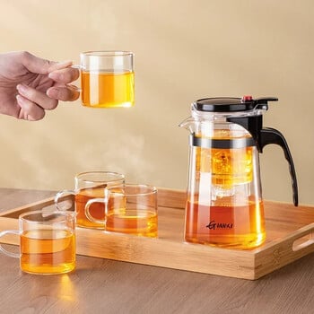 Teapot With Infuser Thickened Glass Θερμαινόμενο Ανθεκτικό Τσαγιού Κατσαρόλα Φιλτραρίσματος με ένα κουμπί Διαχωρισμός Τσαγιού Βραστήρας Τσάι Καφετιέρα