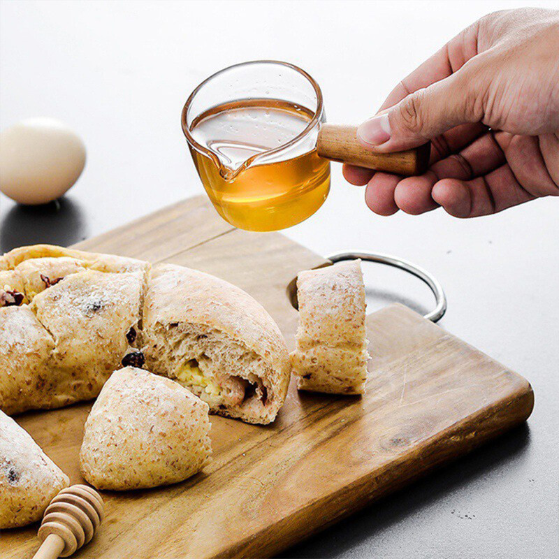 50/100 ml medinės rankenėlės stiklinis espreso kavos matavimo puodelis Mini stiklinis pieno puodelis skaidrus virtuvės matavimo puodelis kavinėms reikmenys