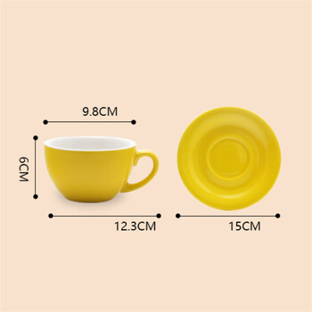 200ml European Macaron Wide Mouth Cappuccino Coffee with Caucer Set Creative Minimalist Colored Glaze κούπα γάλακτος Espresso