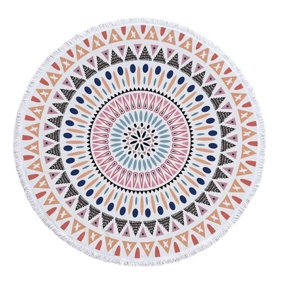 Didelė stora mikropluošto mandala apvali paplūdimio rankšluosčio geometrijos antklodė su kutu pikniko jogos meditacijos kilimėlis 150cm