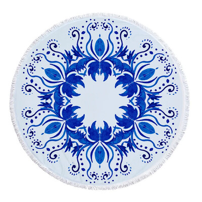 Didelė stora mikropluošto mandala apvali paplūdimio rankšluosčio geometrijos antklodė su kutu pikniko jogos meditacijos kilimėlis 150cm