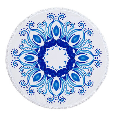 Didelė stora mikropluošto mandala apvali paplūdimio rankšluosčio geometrijos antklodė su kutu pikniko jogos meditacijos kilimėlis 150cm