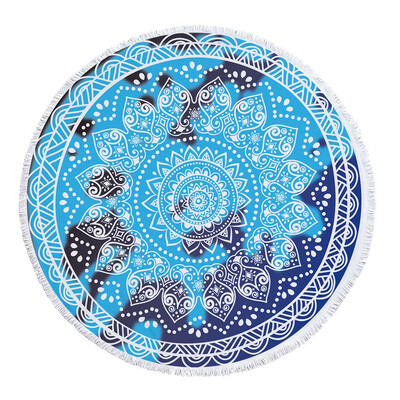 Didelė stora mikropluošto mandala apvali paplūdimio rankšluosčio geometrijos antklodė su kutu pikniko jogos meditacijos kilimėlis 150cm
