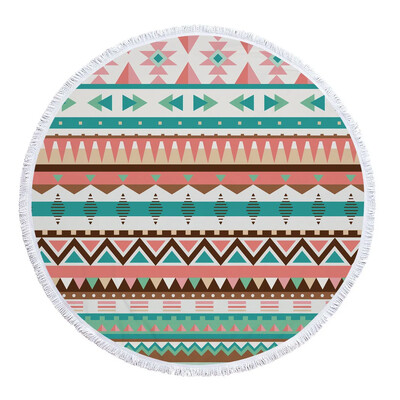 Didelė stora mikropluošto mandala apvali paplūdimio rankšluosčio geometrijos antklodė su kutu pikniko jogos meditacijos kilimėlis 150cm