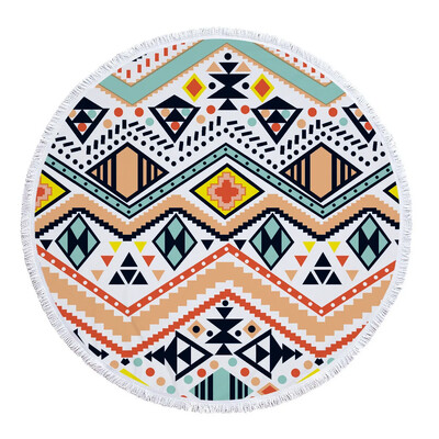 Didelė stora mikropluošto mandala apvali paplūdimio rankšluosčio geometrijos antklodė su kutu pikniko jogos meditacijos kilimėlis 150cm