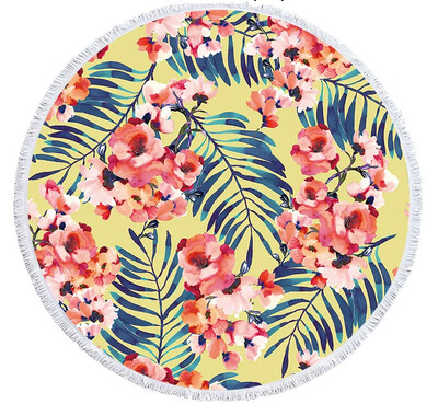 Spalvotas spausdinimas gėlės apvalus paplūdimio rankšluostis 150 cm kutais jūros paplūdimio rankšluostis mikropluošto rankšluostis SPA