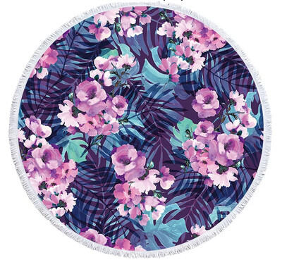 Spalvotas spausdinimas gėlės apvalus paplūdimio rankšluostis 150 cm kutais jūros paplūdimio rankšluostis mikropluošto rankšluostis SPA