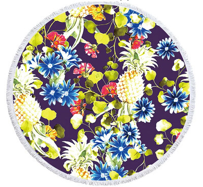 Spalvotas spausdinimas gėlės apvalus paplūdimio rankšluostis 150 cm kutais jūros paplūdimio rankšluostis mikropluošto rankšluostis SPA