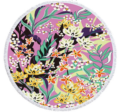 Spalvotas spausdinimas gėlės apvalus paplūdimio rankšluostis 150 cm kutais jūros paplūdimio rankšluostis mikropluošto rankšluostis SPA