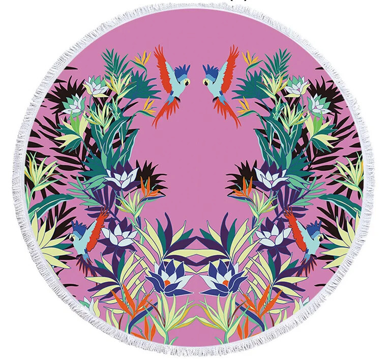 Spalvotas spausdinimas gėlės apvalus paplūdimio rankšluostis 150 cm kutais jūros paplūdimio rankšluostis mikropluošto rankšluostis SPA