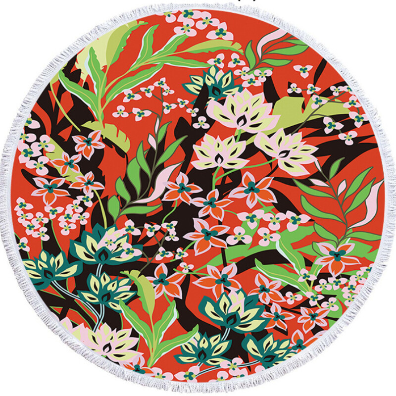 Spalvotas spausdinimas gėlės apvalus paplūdimio rankšluostis 150 cm kutais jūros paplūdimio rankšluostis mikropluošto rankšluostis SPA