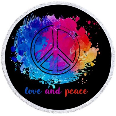 PatalynėOutlet Mandala Apvalus paplūdimio rankšluostis Moteris Peace Toalla Kutas Antklodė Hipių senovinis automobilinis mikropluošto vonios rankšluostis