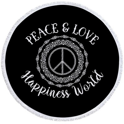 PatalynėOutlet Mandala Apvalus paplūdimio rankšluostis Moteris Peace Toalla Kutas Antklodė Hipių senovinis automobilinis mikropluošto vonios rankšluostis