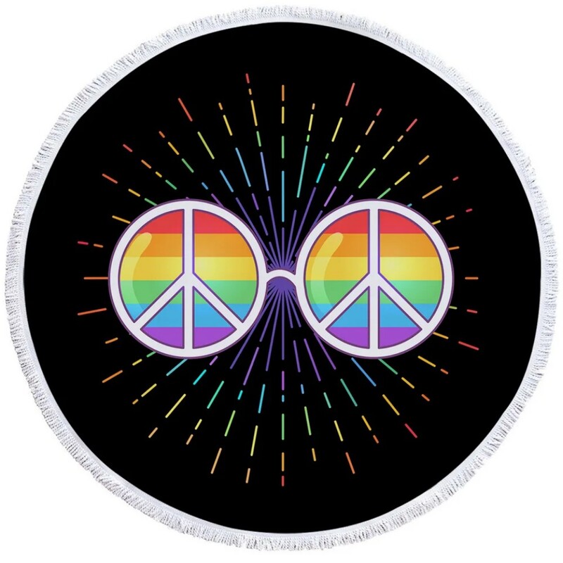 PatalynėOutlet Mandala Apvalus paplūdimio rankšluostis Moteris Peace Toalla Kutas Antklodė Hipių senovinis automobilinis mikropluošto vonios rankšluostis