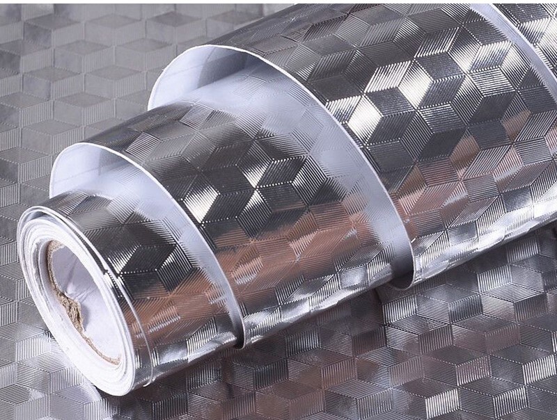 Pliiditapeedid Isekleepuv tapeet Õlikindlad kleebised Niiskuskindel alumiiniumfoolium Paberkapid Köögi veekindlad isekleepuvad kleebised kõrget temperatuuri taluvad