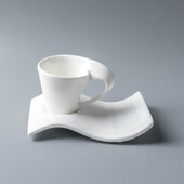 Uusima disainiga 80 ml Wave Bone China kohvitassi ja alustassi komplekt, valge luksuslik Türgi kohvikukruus Latte Cappuccino ESPRESSO teetass