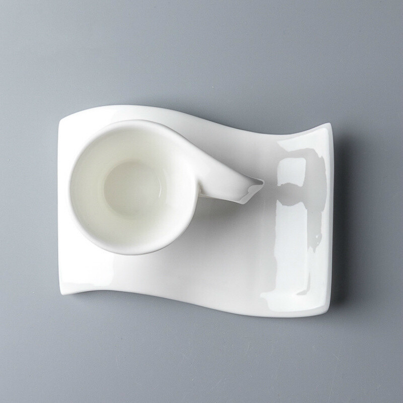 Uusima disainiga 80 ml Wave Bone China kohvitassi ja alustassi komplekt, valge luksuslik Türgi kohvikukruus Latte Cappuccino ESPRESSO teetass