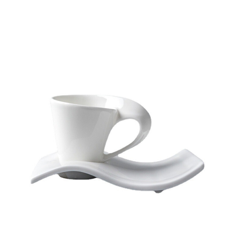 Uusima disainiga 80 ml Wave Bone China kohvitassi ja alustassi komplekt, valge luksuslik Türgi kohvikukruus Latte Cappuccino ESPRESSO teetass