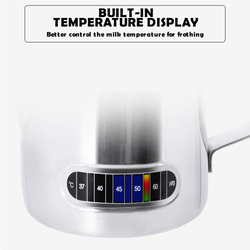 350/600 ml roostevabast terasest vahupurk termomeetri indikaatoriga piimakann ja gradueeritud Barista Coffee Latte Pull Cup piimakann