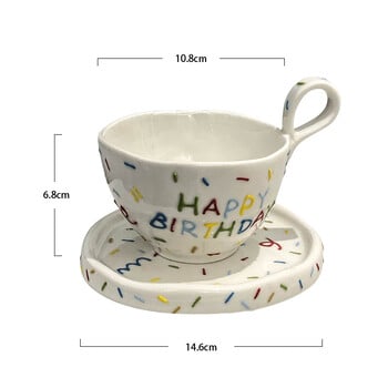 300ml Creative Ceramic Coffee Cup Dish σετ Happy Birthday Κούπα Have Nice Days Drinking Water Cup Couple Breakfast Milk Cup