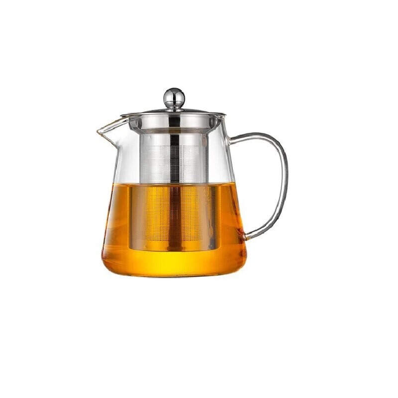 1 vnt skaidraus stiklo arbatinukas, įskaitant nerūdijančio plieno filtro įdėklą, atsparus aukštai temperatūrai, tinkamas arbatai ruošti