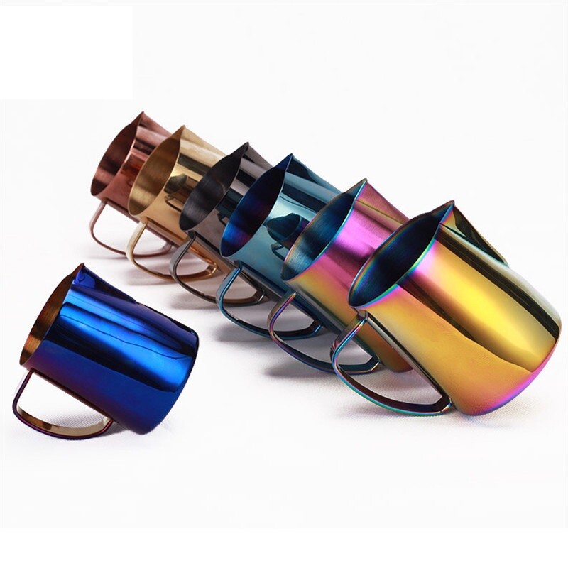 Nerūdijančio plieno Latte kavos pieno ąsočio puodelis putų ąsotis Ištraukite gėlių puodelį Kavos pieno putų plakiklis Pieno putojimo puodelis 0,35-0,6 l