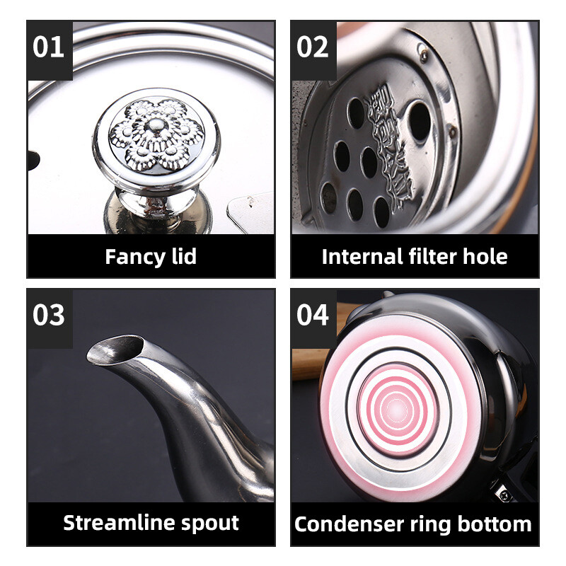 Virdulys Arbatos nerūdijančio plieno arbatinukas 1,2 l / 1,5 l / 2 l viryklė Metalinis kavos puodas Puodas karštam virimui dujinis indukcinis namų kempingas