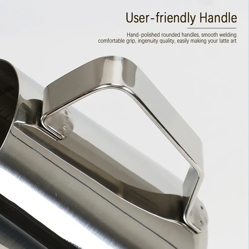 Kavos pieno putų ąsotis Latte Art pieno putos ąsotis Nerūdijančio plieno matavimo ąsotis Espresso Barista įrankis Kavos priedai