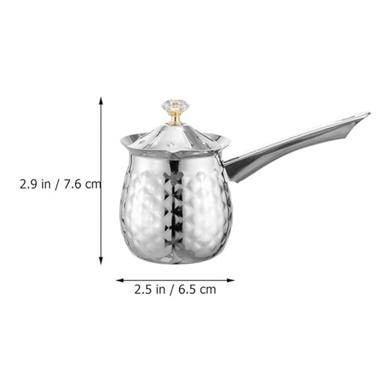 Turkiškas kavos puodas, kavos virimo aparatas nerūdijančio plieno kavos puodas, viryklės viršus šokoladinis pieno šildytuvas su snapeliu 200 ml