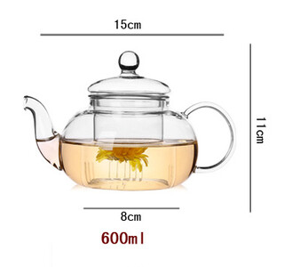 Aukštos kokybės karščiui atsparus stiklinis gėlių arbatos puodas, praktiškas butelis gėlių arbatos puodelio stiklinis arbatinukas su infuser arbatos lapų žolelių kava