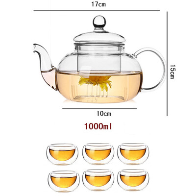Aukštos kokybės karščiui atsparus stiklinis gėlių arbatos puodas, praktiškas butelis gėlių arbatos puodelio stiklinis arbatinukas su infuser arbatos lapų žolelių kava