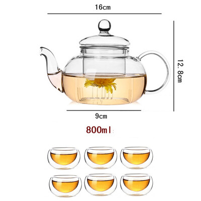 Aukštos kokybės karščiui atsparus stiklinis gėlių arbatos puodas, praktiškas butelis gėlių arbatos puodelio stiklinis arbatinukas su infuser arbatos lapų žolelių kava