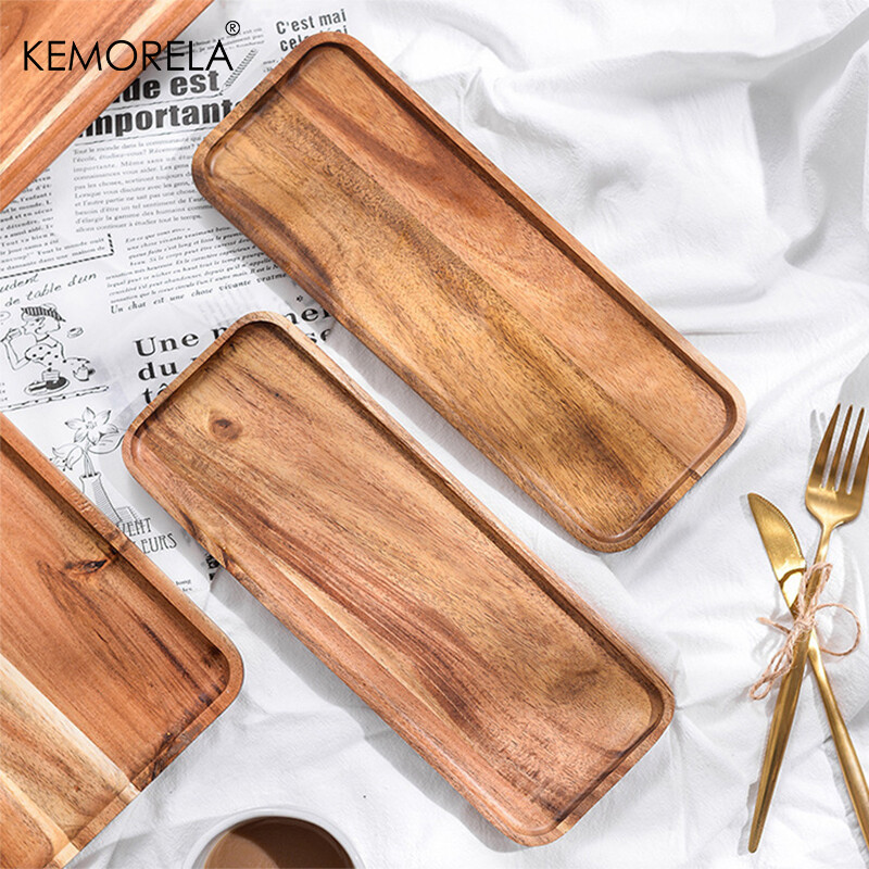 1 vnt akacijos medienos kavos padėklas Maisto puodelis Padėklai Dekoratyvinis medinis padėklas desertui bambuko padėklas Gongfu arbatos padėklas Virtuvės laikymo priedai