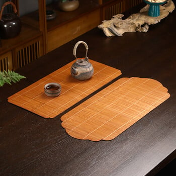 Lacquer Bamboo Weaving Auspicious Cloud Tea Mat Χειροποίητο επιτραπέζιο Flag Zen Tea Making Αδιάβροχο Tea Mat Tea Ceremony Αξεσουάρ