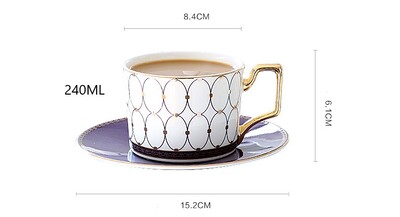 240ml, luuportselan espressotass, sinine üllas disain, portselanist kohvikruusid alustassiga, õrn keraamiline kohvitass, teekomplekt