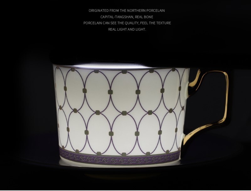 240ml, luuportselan espressotass, sinine üllas disain, portselanist kohvikruusid alustassiga, õrn keraamiline kohvitass, teekomplekt