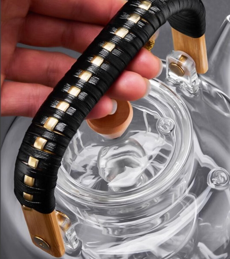 GIANXI 900 ml stiklinis arbatinukas kiniškas aukštai temperatūrai atsparus medinės rankenos sijos arbatinukas sugeriantis sutirštintas arbatos rankšluostis