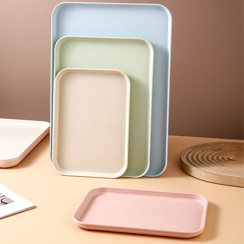 Šiaurės šalių stačiakampis arbatos padėklas plastikinis laikymo padėklas Namų virtuvė Vaisių desertų padėklas 2 dydis