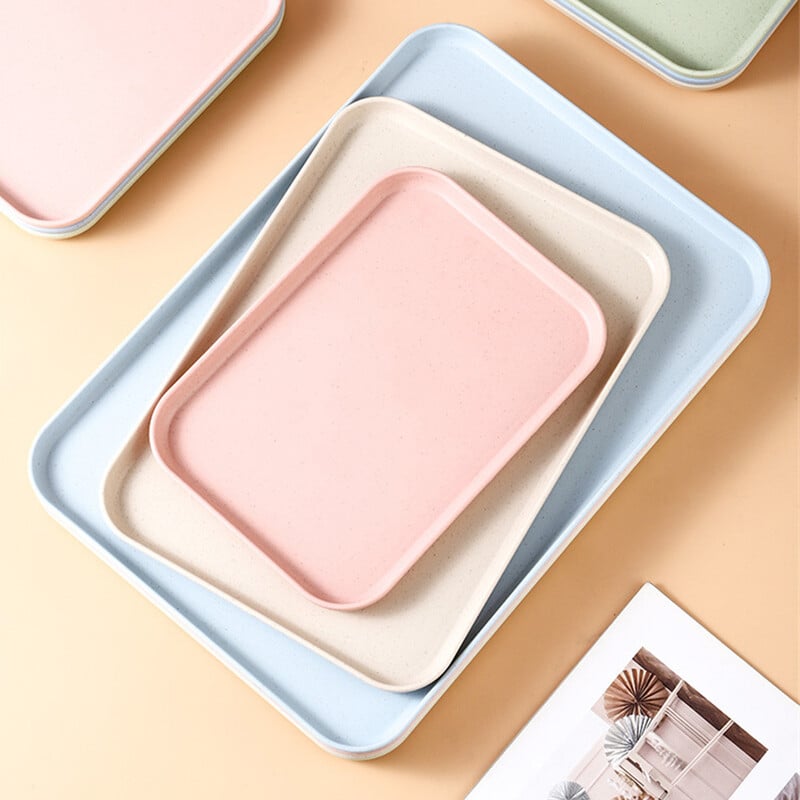 Šiaurės šalių stačiakampis arbatos padėklas plastikinis laikymo padėklas Namų virtuvė Vaisių desertų padėklas 2 dydis