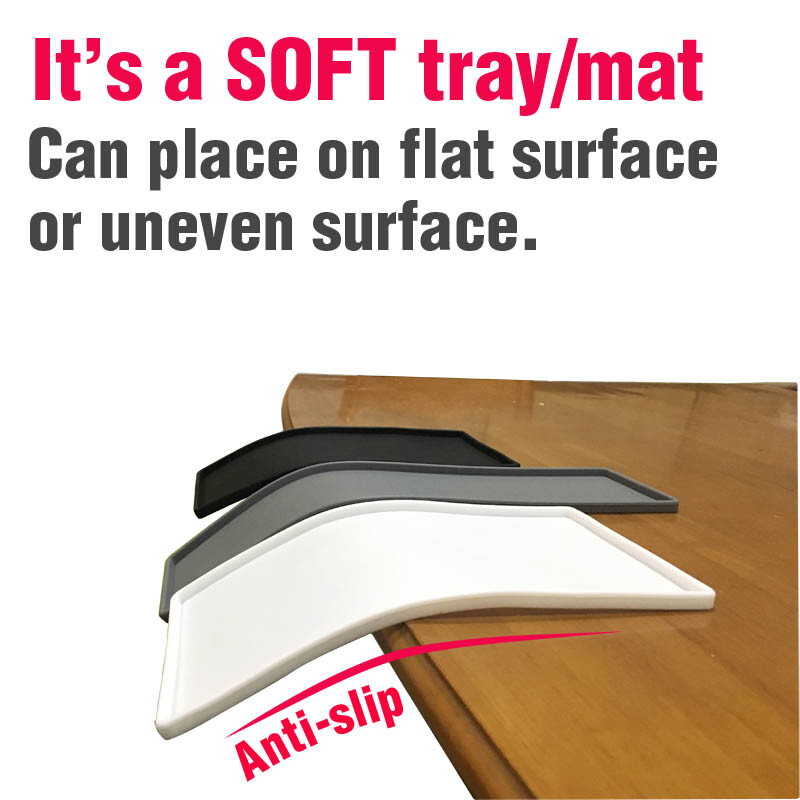 Silikoninis minkšto kilimėlio organizatoriaus padėklas neslystantis kilimėlis, plastikinis plokščias 255 mm neslystantis sukamasis butelių laikiklis vonios kambariui arba stalviršiui