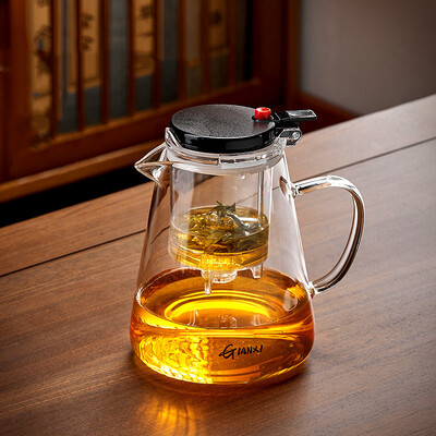 Sutirštinto karščiui atsparaus stiklo arbatinukas Aukštai temperatūrai atsparus arbatinukas Buitinis vieno mygtuko filtravimo arbatos atskyrimo arbatos virimo aparatas