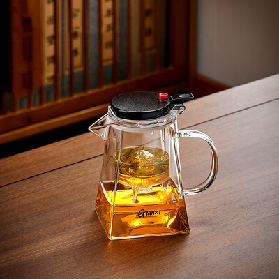 Sutirštinto karščiui atsparaus stiklo arbatinukas Aukštai temperatūrai atsparus arbatinukas Buitinis vieno mygtuko filtravimo arbatos atskyrimo arbatos virimo aparatas